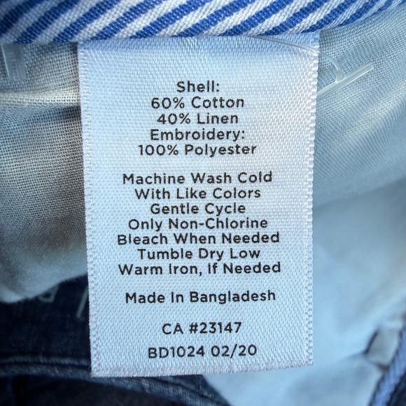 Talbots Relaxed Chino Short Womens 12 Blue Star Embroidered Cotton Linen Summer - Picture 5 of 9